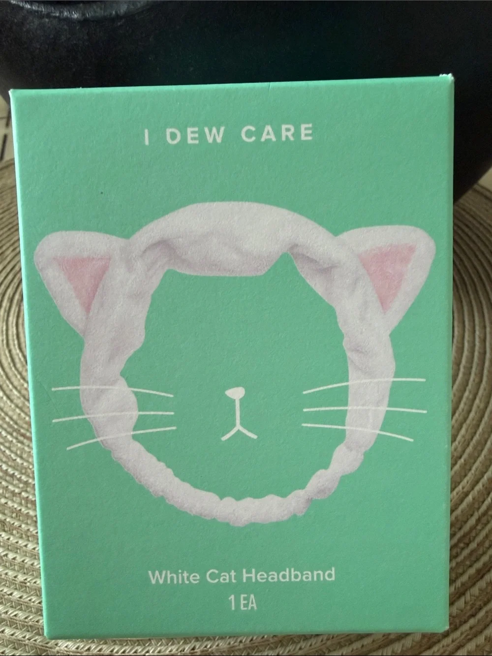 I Dew Care White and Pink Cat Ear Plush Headband